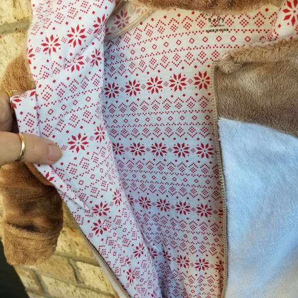 Primark Brown Christmas Reindeer Soft Hooded Zip-up Sleeper (12-18 month)Holiday - Picture 3 of 10